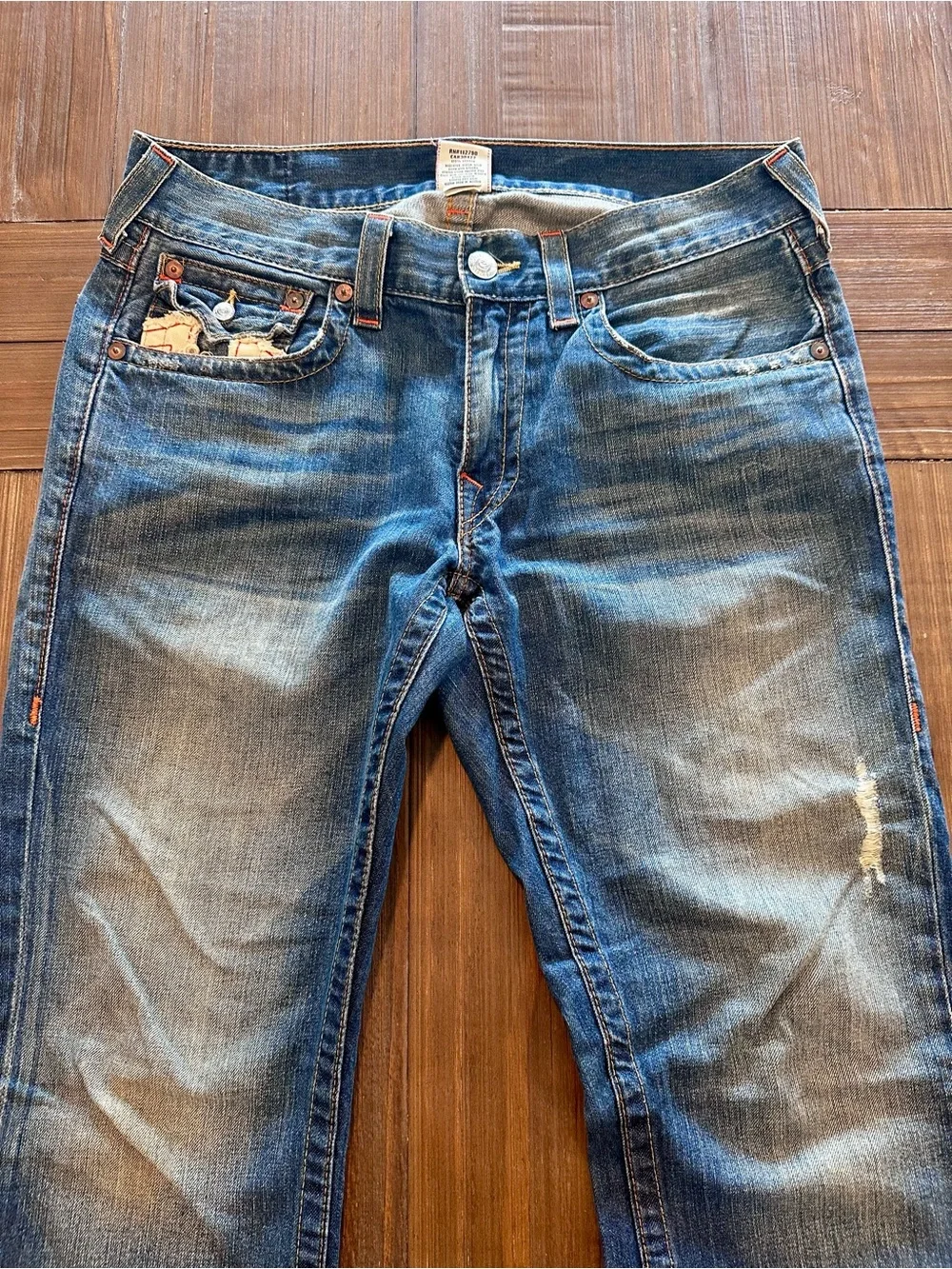 True Religion World Tour Boot Cut Jeans Distressed Horseshoe